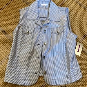 Blue and white pinstripe vest